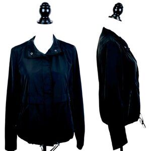 ANN TAYLOR Jacket, Black 100% Polyester Long Sleeve Pockets Snaps Career, S